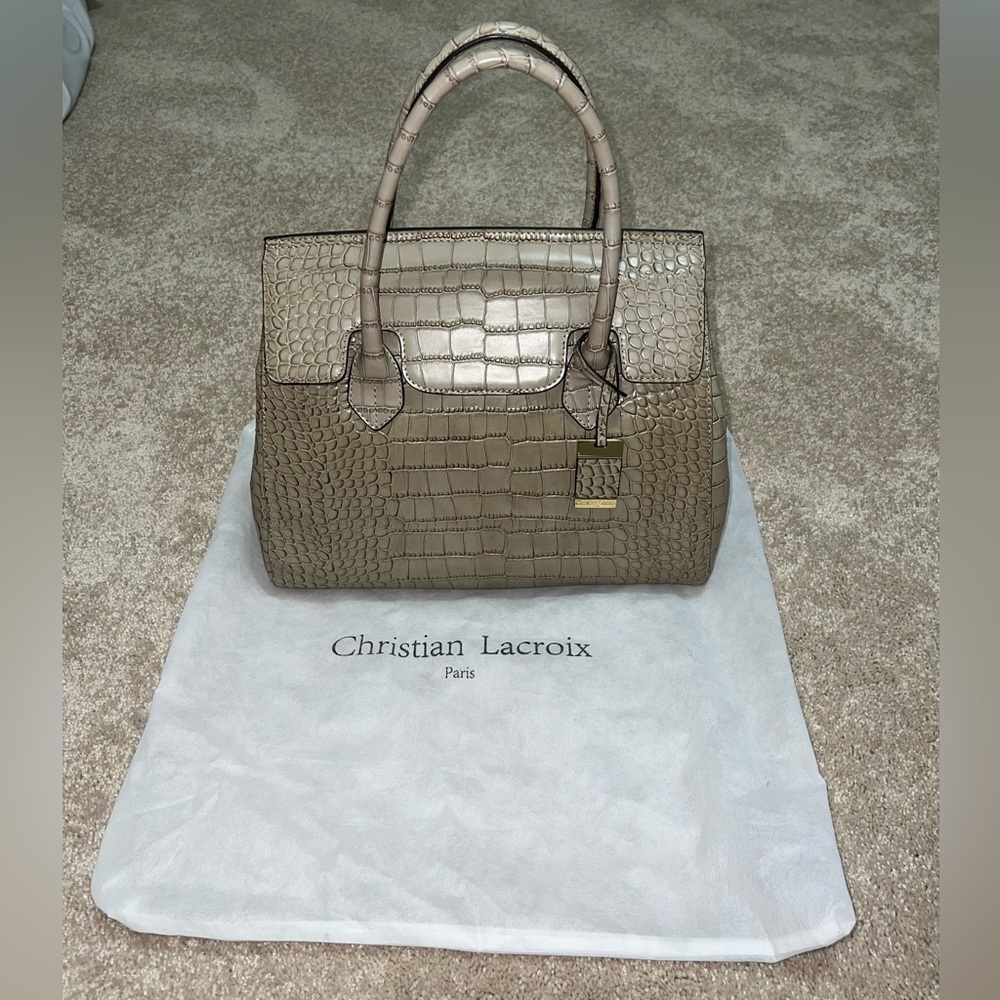 NWOT Christian Lacroix Crocodile Embossed Leather Tote